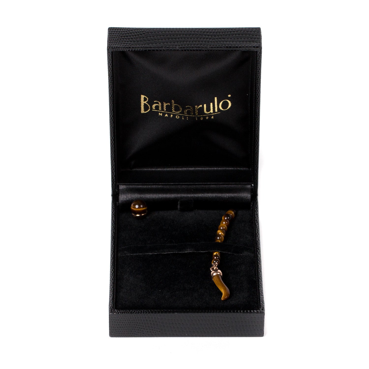 Knopflochkette "Tiger's Eye Ball" aus Plated Rose Gold - Handarbeit